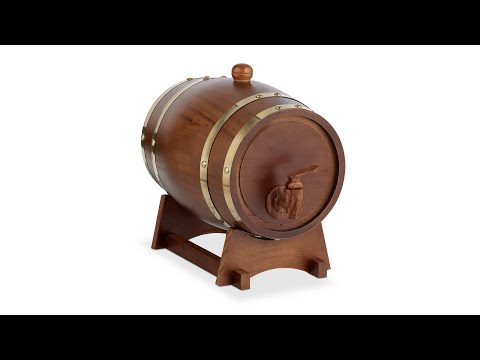 Kleines Holzfass 2,2 Liter Schwarz - Gold - Rot