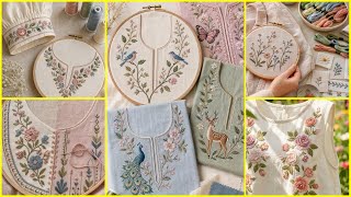 Vintage hand embroidery designs for dresses / easy embroidery designs/ embroidery for beginners 