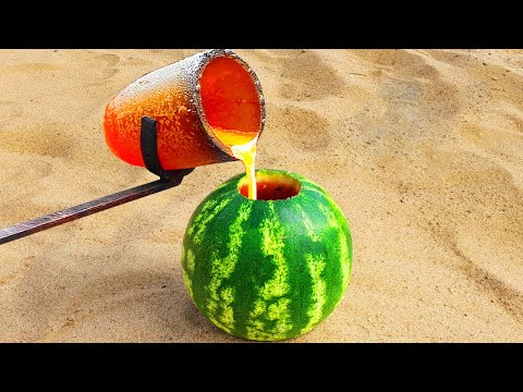 Experiment: Molten Salt Lava vs Watermelon