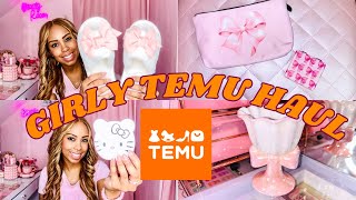 HUGE TEMU GIRLY SHOPPING HAUL | Bows, Hello Kitty and more