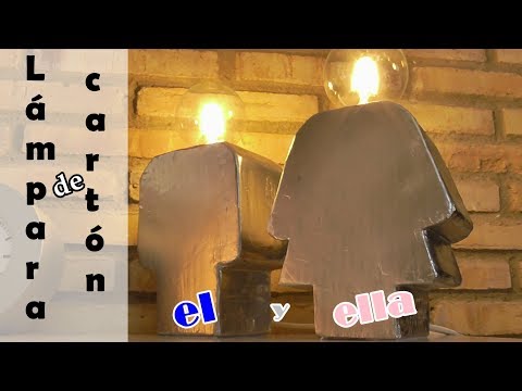Lámparas de mesa hechas con cartón. El y Ella. DIY