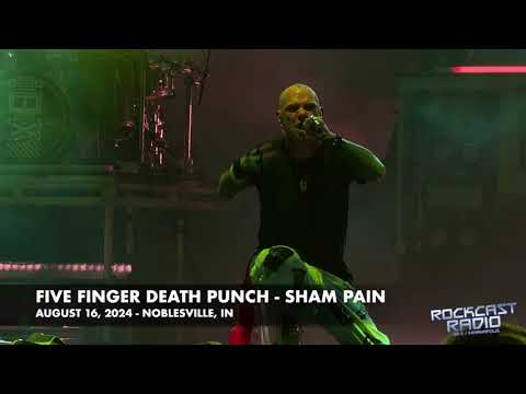 Five Finger Death Punch performing "Sham Pain" in Noblesville, IN on August 16, 2024