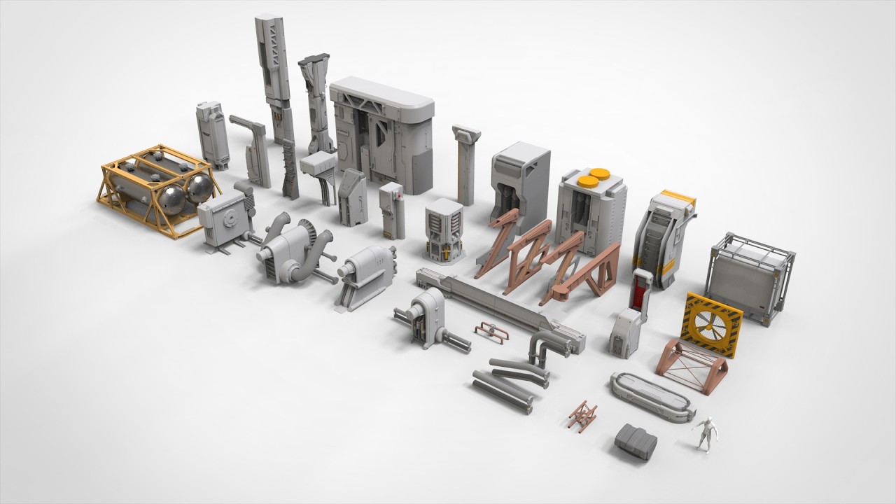Sci-fi architecture kitbash 7 3D Model