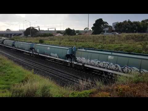 BRILLIANT Qube Grain Train Locomotive Lashup - Graffiti Train