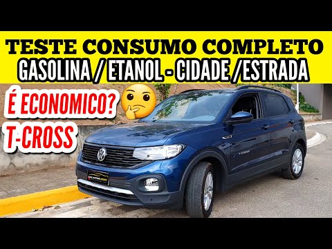 TESTE CONSUMO COMPLETO T-CROSS 1.0  TURBO 200 TSI - ETANOL E GASOLINA E NA CIDADE E ESTADA