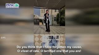 Girl reciting poem on TV