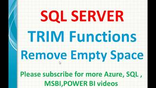 SQL Trim Functions | Remove extra space in SQL | SQL LTRIM | RTRIM in sql