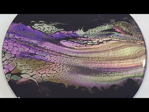 #45. Bloom Swipe 'Northern Lights' Pigments on Black base. SheleeArt style Fluid Art