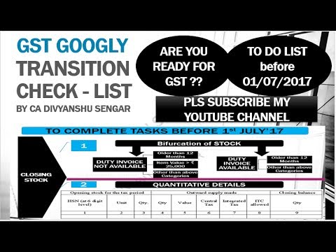 Important Things to do for GST implementation - Complete Checklist, ARE WE READY FOR GST, in HINDI* Video