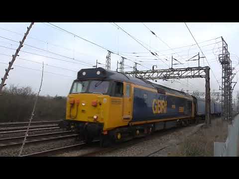 50007 with 50049 accelerating away from Bletchley with barrier coaches - 13th February 2023