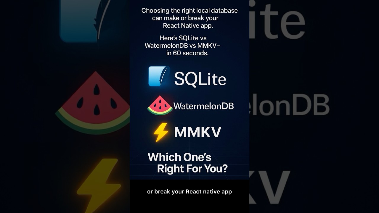 SQLite vs WatermelonDB vs MMKV – Which One to Use? #reactnative #mobileappdevelopment #ytshorts