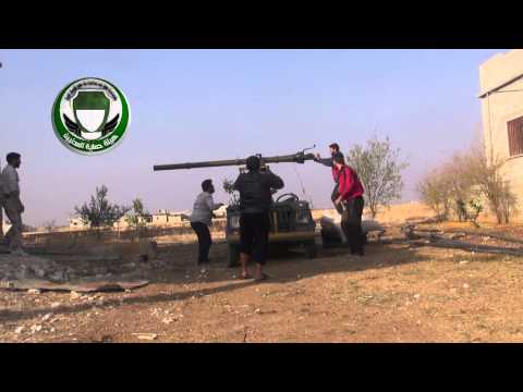 استهداف مقرات النظام في قرية أم شرشوح في ريف حمص بمدفع 106 من قبل لواء معاوية بن أبي سفيان