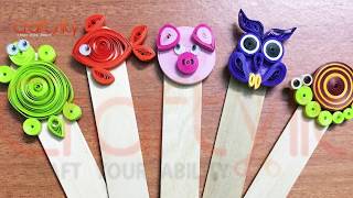 Paper Quilling Animal Bookmarks | Quilling Turtle, Fish, Pig, Owl and Snail | Quilling animals