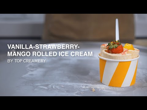 Your Favorite Flavors in One! | How to make Vanilla-Strawberry-Mango Rolled Ice Cream | TOP Creamery