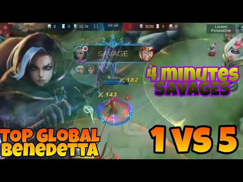 TOP GLOBAL BENEDETTA 1 VS 5 SAVAGES || MOBILE LEGENDS