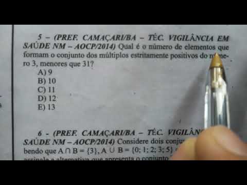 Conjunto.  Questões de concurso resolvida matemática raciocínio lógico