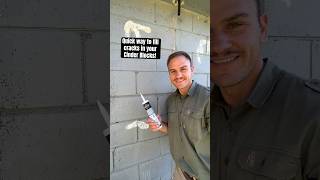 Quick &amp; Easy Cinder Block Crack Repair 😎 #handyman #diy #mortar #renovation #protips #howto