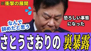 【緊急速報】 さとうさおり議員の辞職理由について...もう全部話します。恐ろしい事態になった【小池百合子 ゆうこく連合 原口一博 】