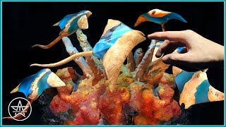 How to Carving a Wood Epoxy Resin Stingray Ocean Diorama Using Epoxy Resin and Wood | Full Tutorial