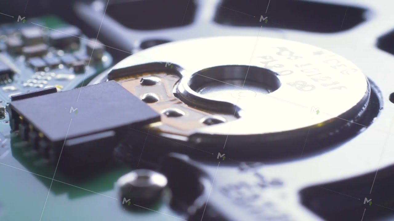 Electronic green circuit board with microchip and transistors