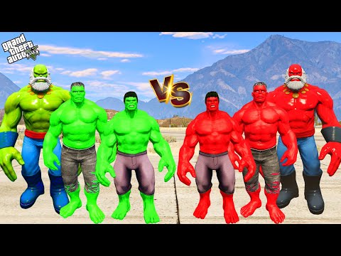 Team Green Hulk Vs Team Red Hulk Epic Battle In GTA 5
