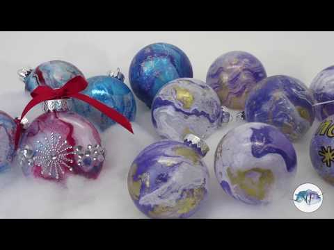 DIY Christmas Ornaments - Spray Paint on Water Transfer