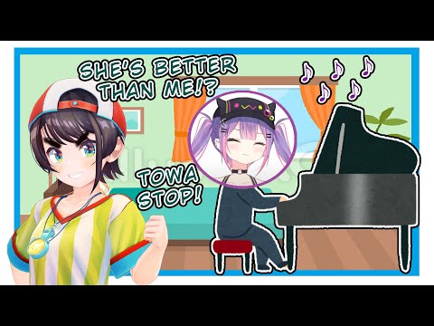 Towa Flexes Her Piano Skills in Front of Subaru - SubaTowa Off Collab [Hololive/ENG SUB]