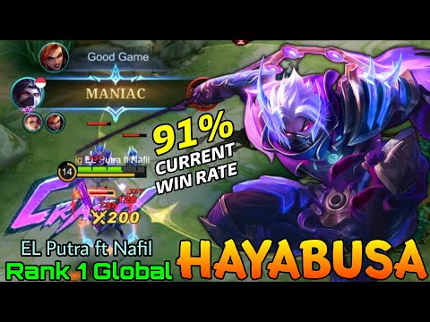MANIAC Hayabusa 91% Current Win Rate! - Top 1 Global Hayabusa by EL Putra ft Nafil - Mobile Legends