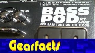 Video thumbnail for Line 6 Bass POD XT Live multi effects pedal demo by Gearfacts