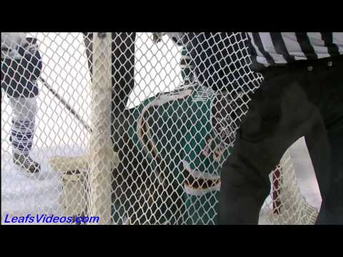 Maple Leafs @ Sharks - Schenn Hits Heatley, Armstrong Hits Thorton - 110111