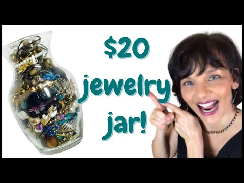 $20 JEWELRY JAR UNJARRING UNBOXING | THRIFT STORE MYSTERY JEWELRY HAUL TO SELL ONLINE ON EBAY 2021