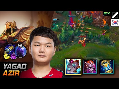 Yagao Mid Azir Build Liandry's Anguish First Strike - Yagao Azir Match Highlight - LOL KR 12.16
