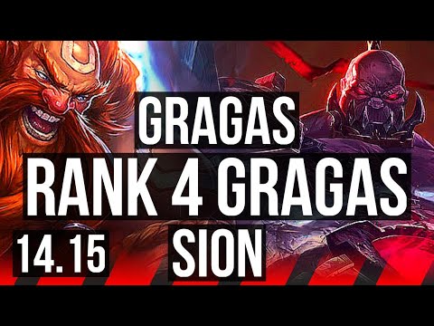 GRAGAS vs SION (TOP) | Rank 4 Gragas, 66% winrate, 5/1/3 | JP Grandmaster | 14.15