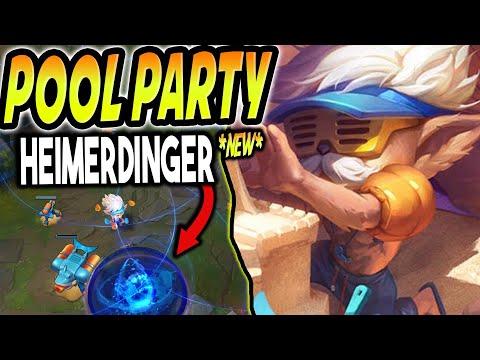 NEW POOL PARTY HEIMERDINGER SKIN LOOKS SO GOOD! Heimerdinger is SHREDDED!? - League of Legends
