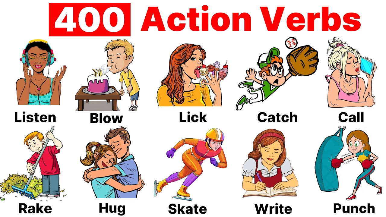 400 Action Verbs (Past, Present, & Future Tenses )  | Common Action Verbs in English | Action Words