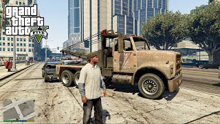 Tow Truck Driving in GTA 5! Pulling Favors Mission - Gameplay PC