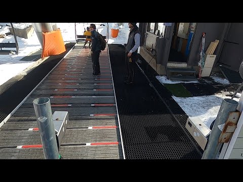 GoPro POV: MELEZES Lift with Conveyor Belt! Getting on/off at La Plagne Ski Resort Feb 2023