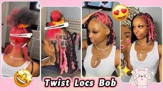 HOW TO: INVISIBLE TWIST LOCS BOB | SKUNK STRIPE PINK COLOR | STRAT TO FINISH FT.@UlaHair