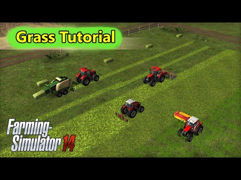 Fs14 Farming Simulator 14 - Grass Tutorial with 4 Tractors Timelapse #88