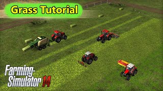 Fs14 Farming Simulator 14 - Grass Tutorial with 4 Tractors Timelapse #88