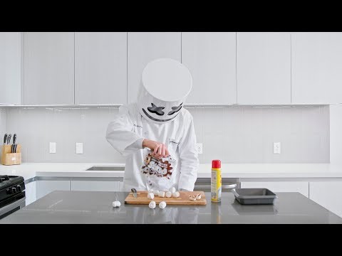 Marshmello Eating A Marshmallow??? 😱Stuffed Puff Rice Krispies | Cooking with Marshmello