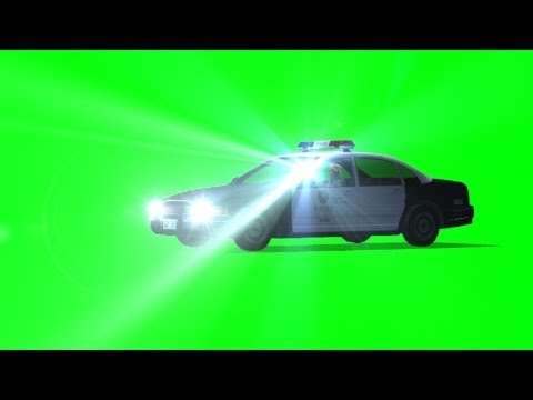 police car observation with spotlight - green screen effect - free use