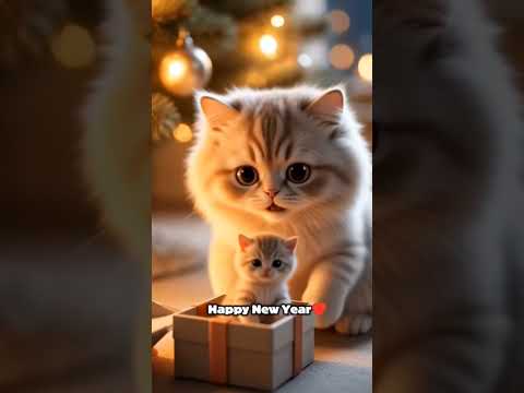 🐱 Tiny cat finds a surprise gift! 🎁🎄❤️  #shorts #cutecats j #Christmas #newyear