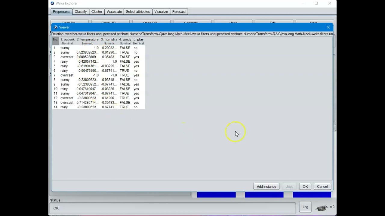 Preprocessing Features Using Weka Tool