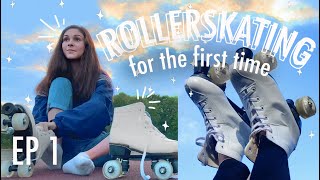 ROLLER SKATING for the FIRST TIME~ Learning to Roller Skate as a beginner (outdoor vlog 2021)