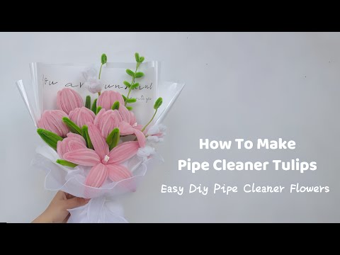 DIY Tulip Flower | how to make tulips with pipe cleaners step by step | easy tulip flower craft