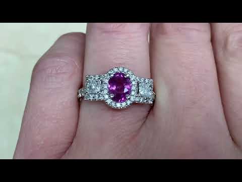 1.01ct Pink Sapphire and Diamond 18k White Gold Ring - Valencia Ring - Hand Video