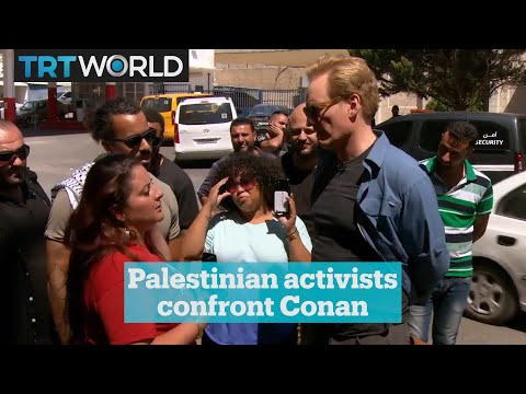 Conan O'Brien confronted by Palestinian activists