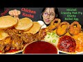 Eating Poori Chicken Curry Khichdi Bharta Fish Fry Big Bites Asmr Eating Mukbang