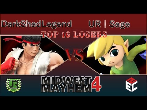 Midwest Mayhem 4  TOP 16 LOSERS - DarkShadLegend (Ryu) vs UR | Sage (Toon Link, Gunner)